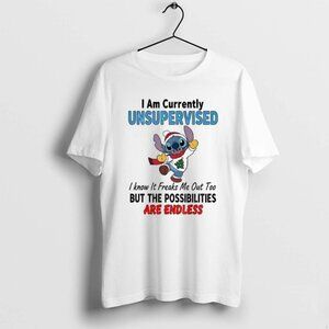 Official Stitch I Am Currently Unsupervised Freaks Me Out Too Christmas T-Shirt